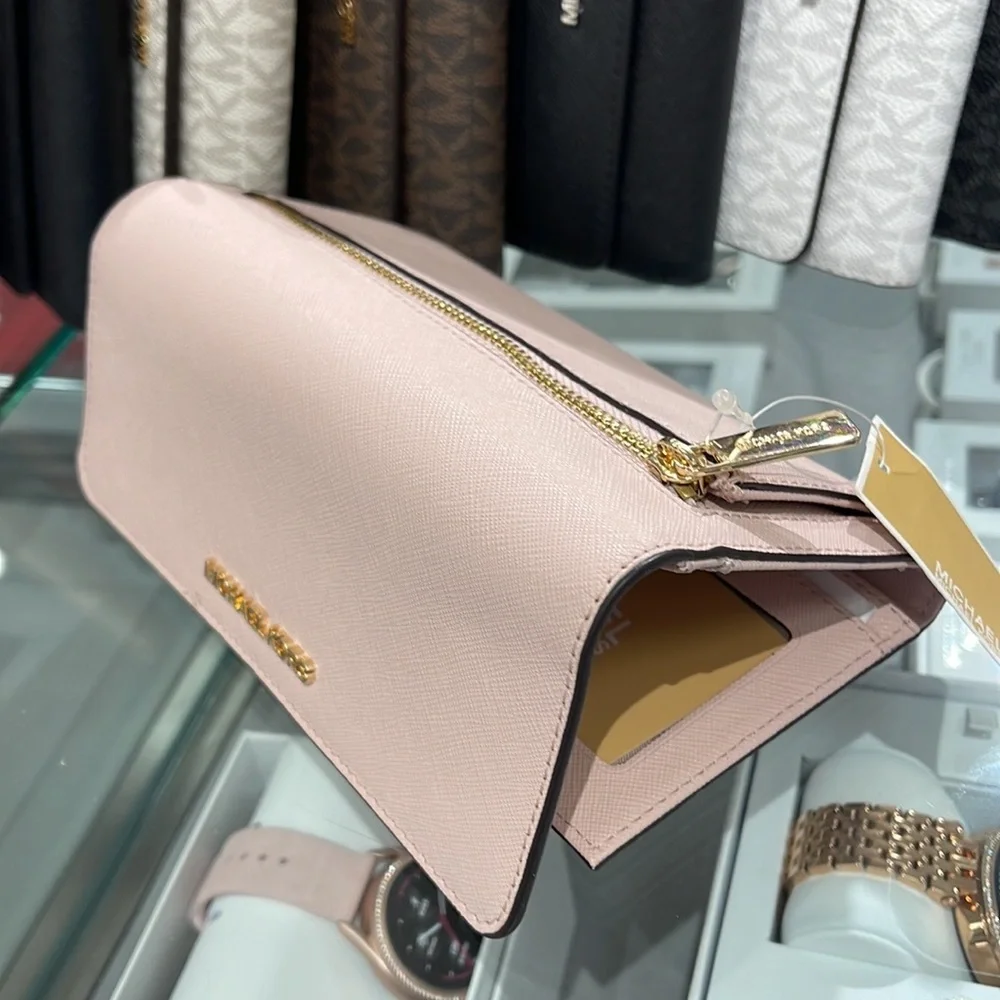 MICHAEL KORS JET SET TRAVEL LARGE TRIFOLD WALLET POWDER BLUSH COLOR - Picture 12 of 16